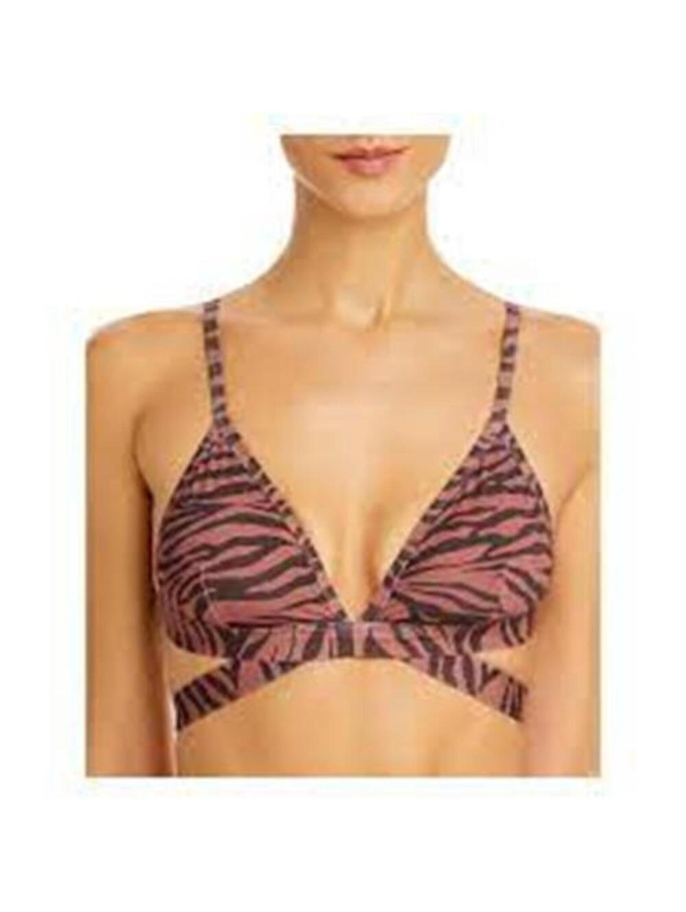 1064 Aqua Swim Womens Bikini Swim Top Tiger Stripe sz L new